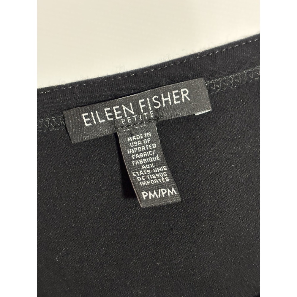 Eileen Fisher‎ Petite Black Long Sleeve Tunic Top Dress PM Classic Minimalist - Picture 6 of 9